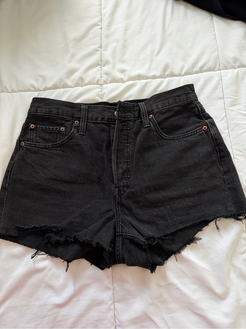 LEVIS High-Waist Black Denim Cutoff Shorts